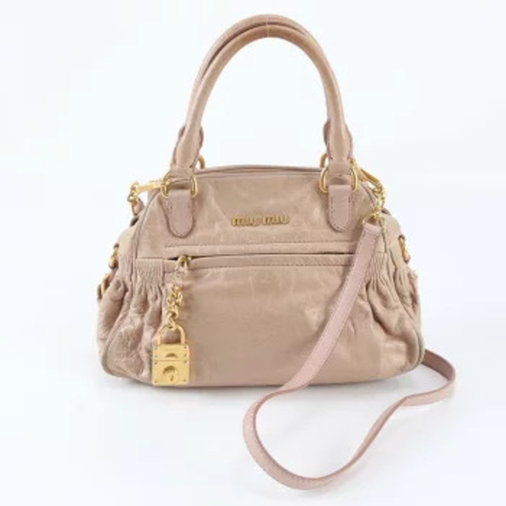 Miu Miu Leather Crossbody Bag Tan